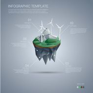 Wind farm on floating island Renewable energy industry infographics template