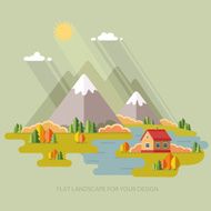 Autumn landscape Vector illustration in flat design style