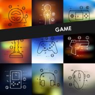 gaming timeline infographics with blurred background