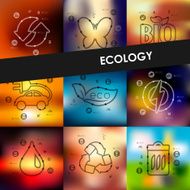 ecology timeline infographics with blurred background