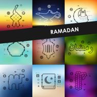 ramadan timeline infographics with blurred background