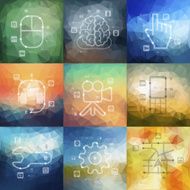 technology timeline infographics with blurred background