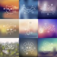 Halloween timeline infographics with blurred background N2