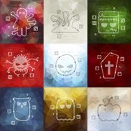Halloween timeline infographics with blurred background N3