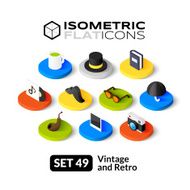 Isometric flat icons set 49