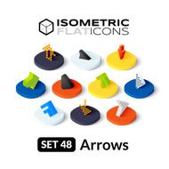 Isometric flat icons set 48