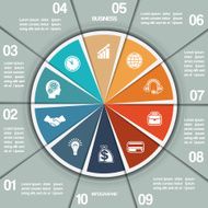 Infographic Pie chart template ten positions N2