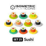 Isometric flat icons set 25