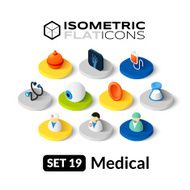 Isometric flat icons set 19