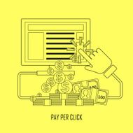 pay per click concept in thin line style