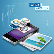 Work and vacation with mobile technology isometric N2