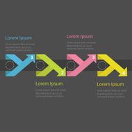 Infographic ribbon up down arrow dashed circle text Timeline Flat N2