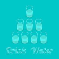 Drink eight glasses of water Pyramid Healthy lifestyle Flat design