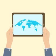 Hand Connecting World on a Tablet N2