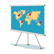 Flip chart world map with points business concept N2