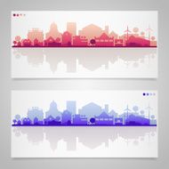Small town and village silhouettes Multicolored collection N2