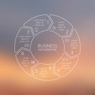 Circle line infographic on vector blur background N3
