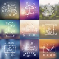 maritime trucking timeline infographics with blurred background