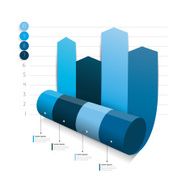 Blue Column arrow rolling 3D chart graph Info graphics element N2