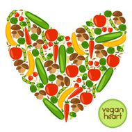 Vegan heart Vector color illustration