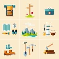 Camping Equipment Icons Flat Design N2