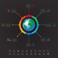 Abstract 3D digital illustration Infographic with world map Can N7
