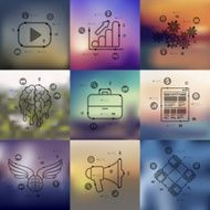 marketing timeline infographics with blurred background
