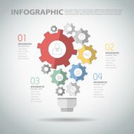 4 steps infographic template with abstract gear ligh bulb N2