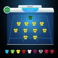 Football soccer playing field with team kits