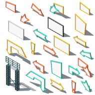 Set 23 signs arrow lights billboards and shadow in isometric N2