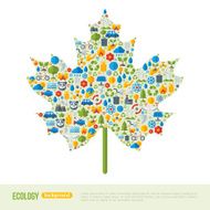 Maple Leaf Symbol Flat Ecology Icons Concept