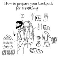 Travel info graphics Backpack for trekking