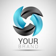 abstract logo black turquoise vector 3d icon N2