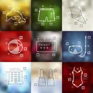 tourism timeline infographics with blurred background