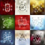 navigation timeline infographics with blurred background