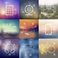 technology timeline infographics with blurred background N2