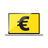 High-quality laptop screen with the Euro sign Economy concept