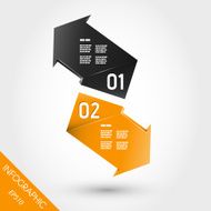 two orange zig-zag infographic arrows