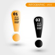 two orange infographic exclamation mark