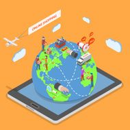 Online shopping flat isometric vector concept