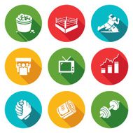Wrestling Icons Set Vector Illustration