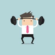 Businessman lifting a heavy weight