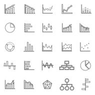Graph line icons on white background