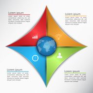 Colorful Triangle with World Globe 4 Options