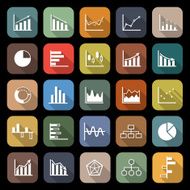 Graph flat icons with long shadow