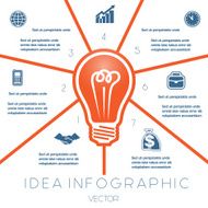 Light bulb infographics template on seven positions