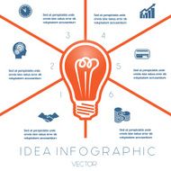 Light bulb infographics template on six positions
