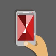 Hand holding a phone with shop app