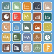 Graph flat icons on blue background