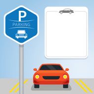 Car with Parking Sign